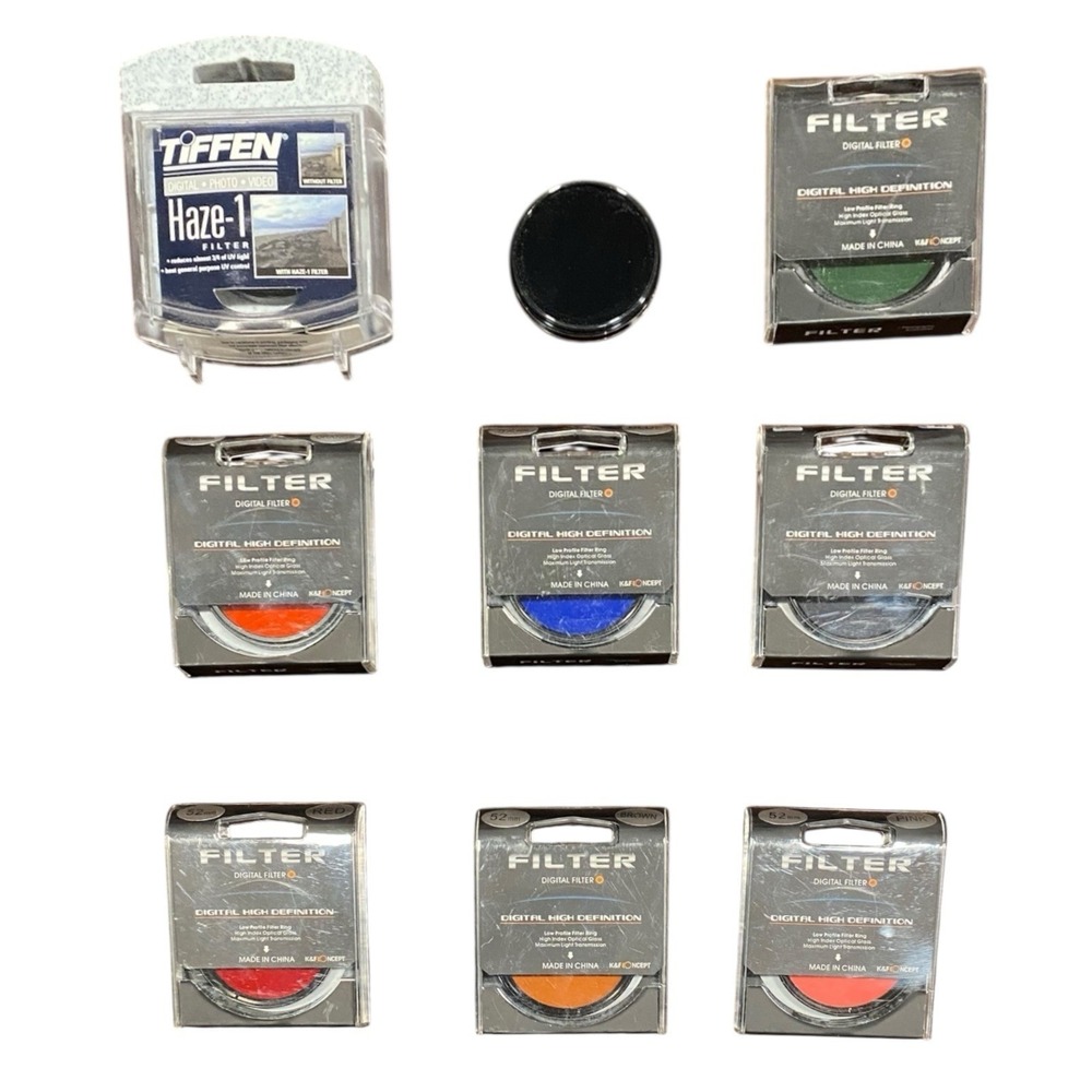 Lot of 9 K&F Digital High-Definition Filters 52mm Various Color Pink Yellow Red